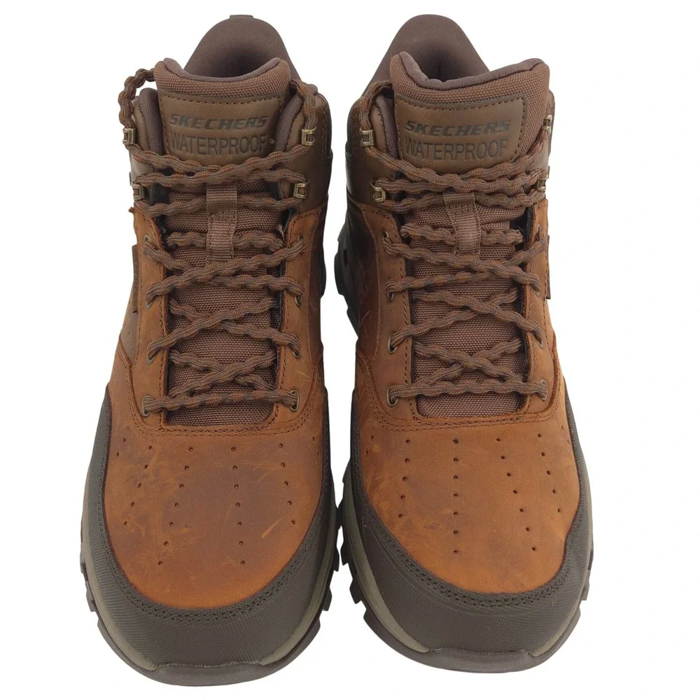 Skechers Glide-Step Randell Brecken Boots Men 11M Brown Waterproof Slip In NEW